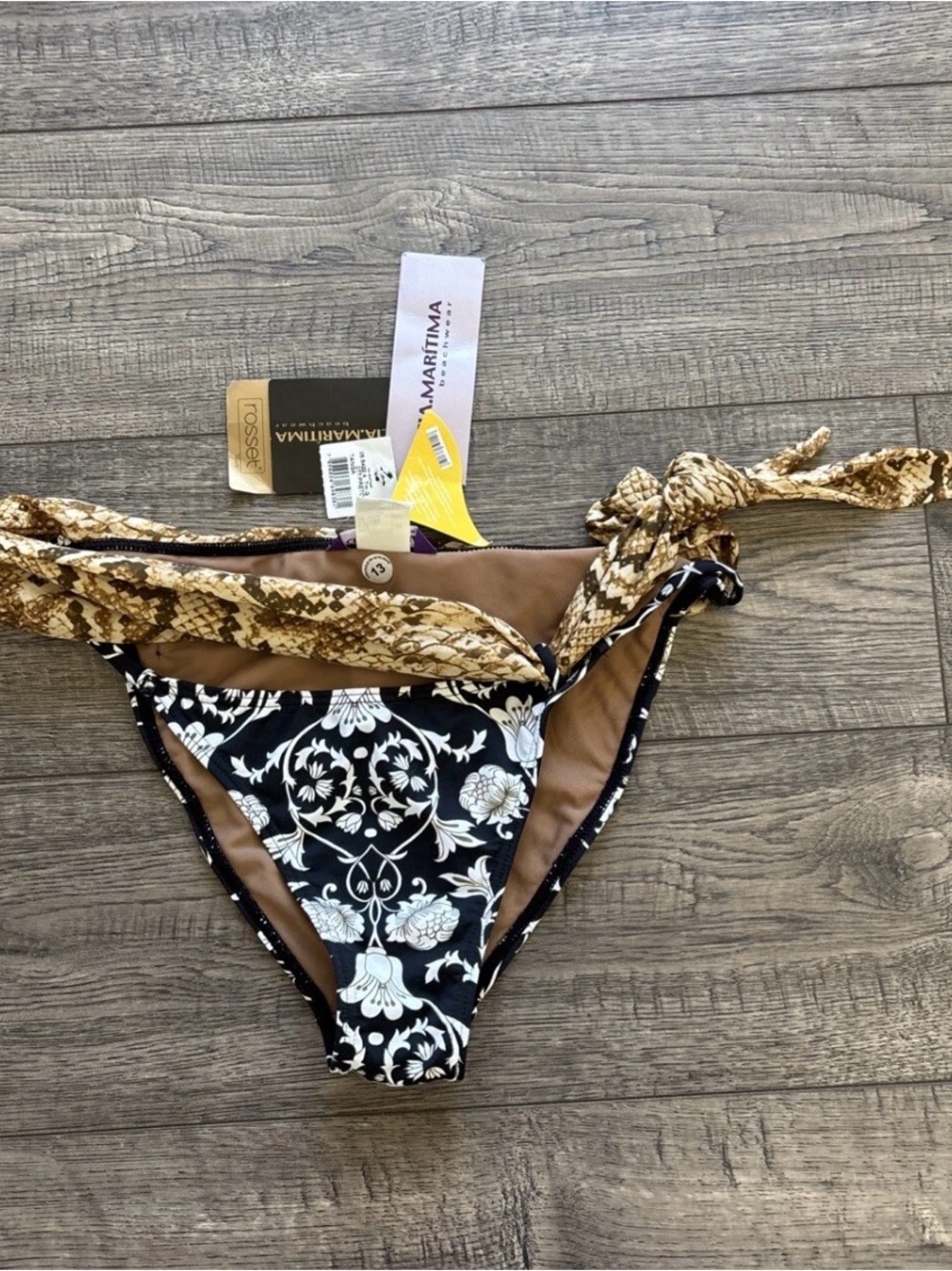 Cia. Maritima Bikini Bottoms with Black Floral & Snake Print